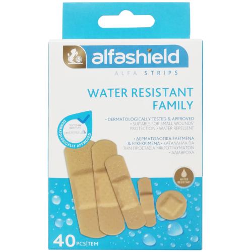 AlfaShield Alfa Strips Water Resistant Family Αδιάβροχα Επιθέματα Μικροτραυμάτων για Όλη την Οικογένεια 40 Τεμάχια